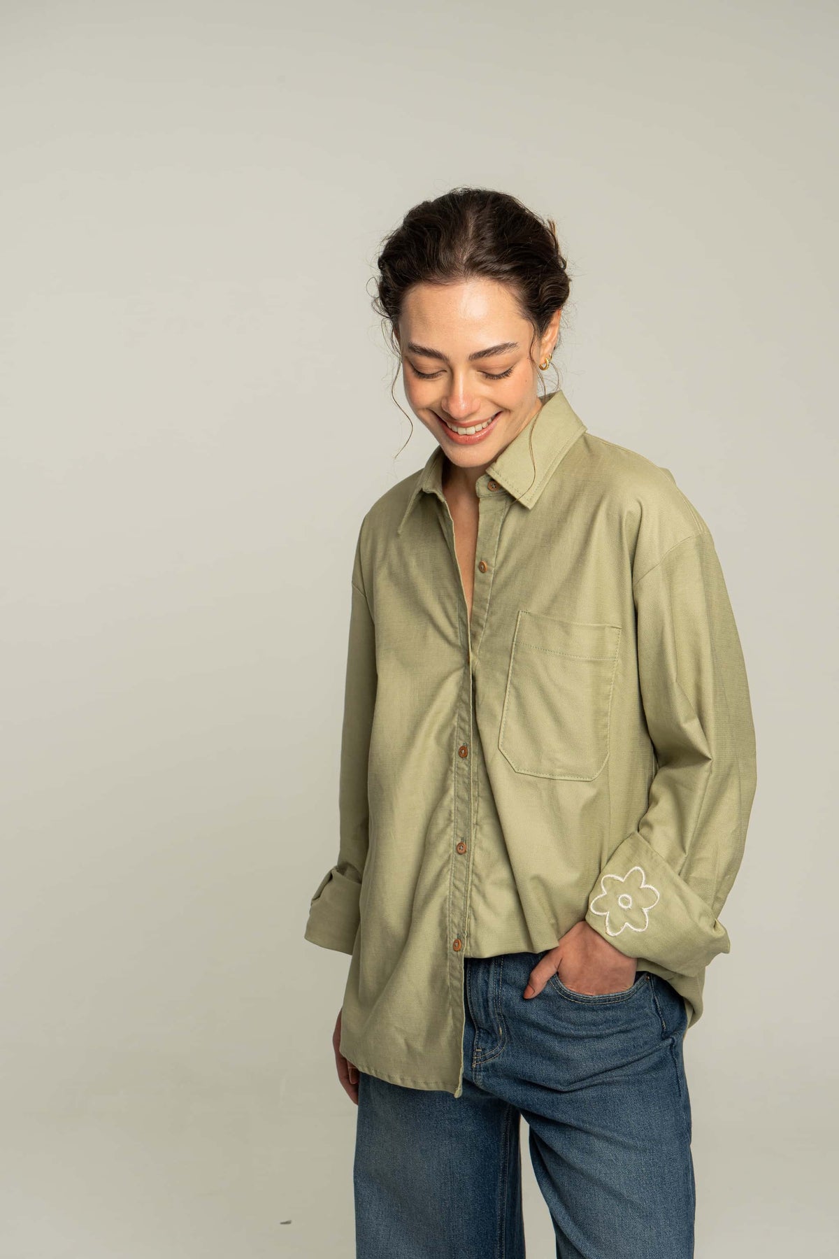 Camisa flor verde