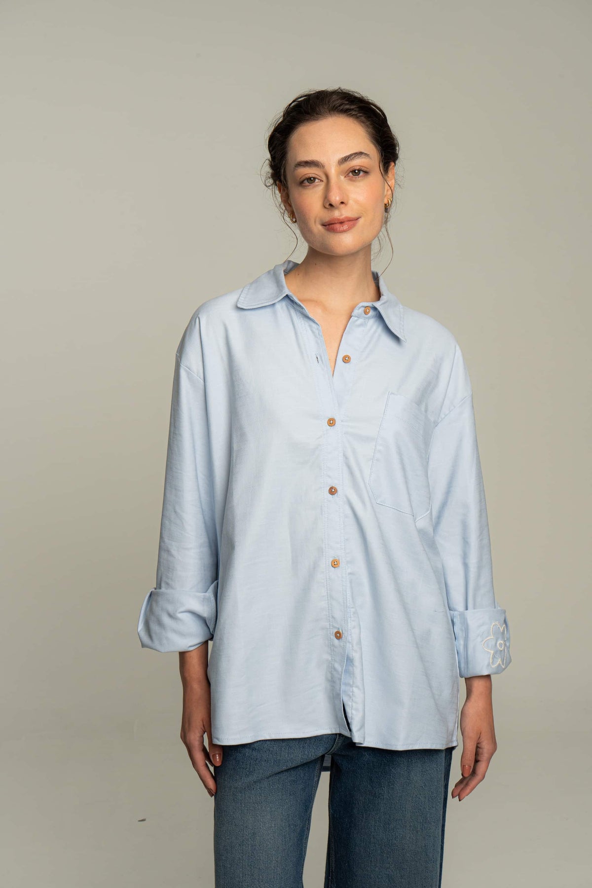 Camisa flor azul