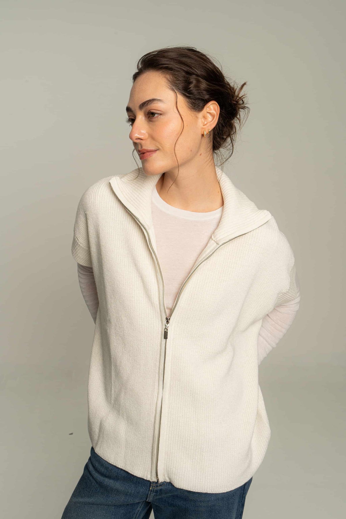 Chaleco zipper - crudo