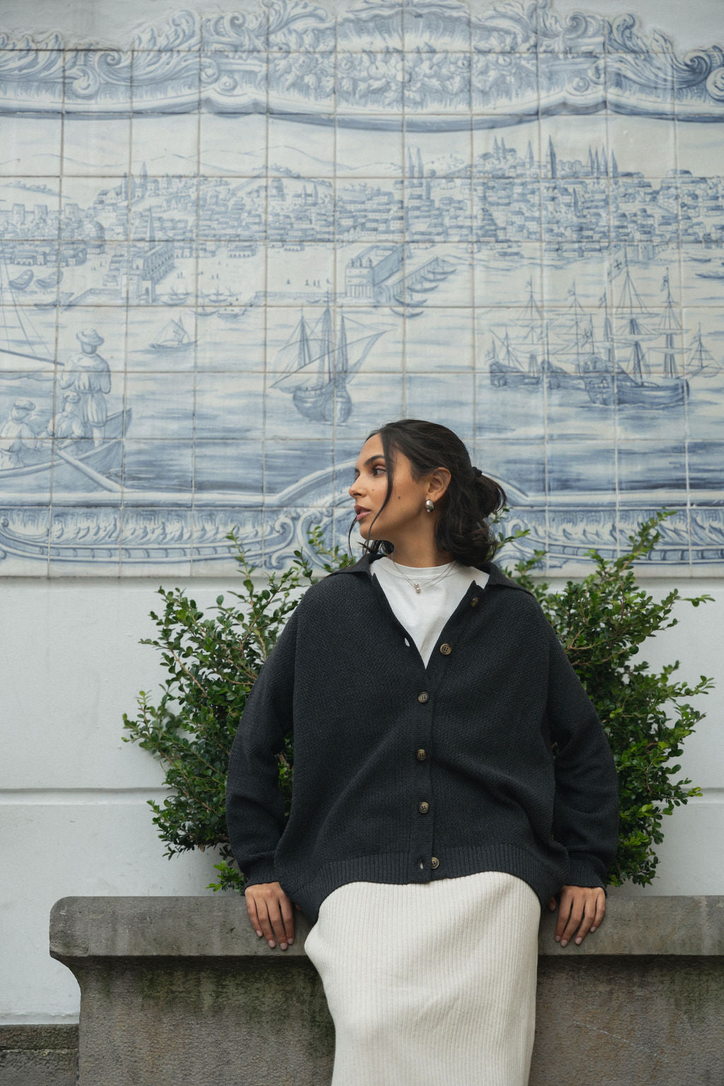 Cardigan Polo Tejido Carbón
