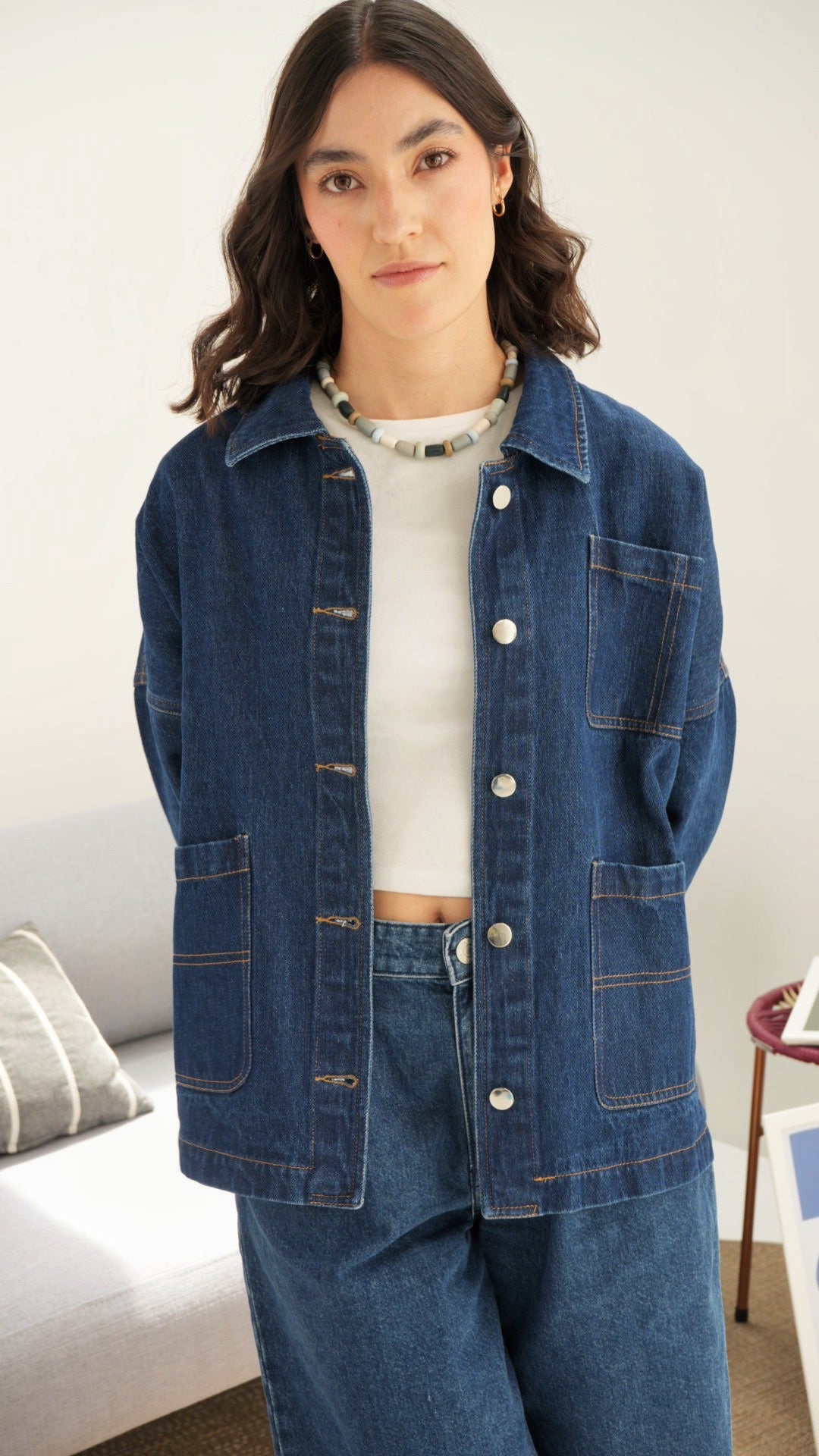 chaqueta denim flower