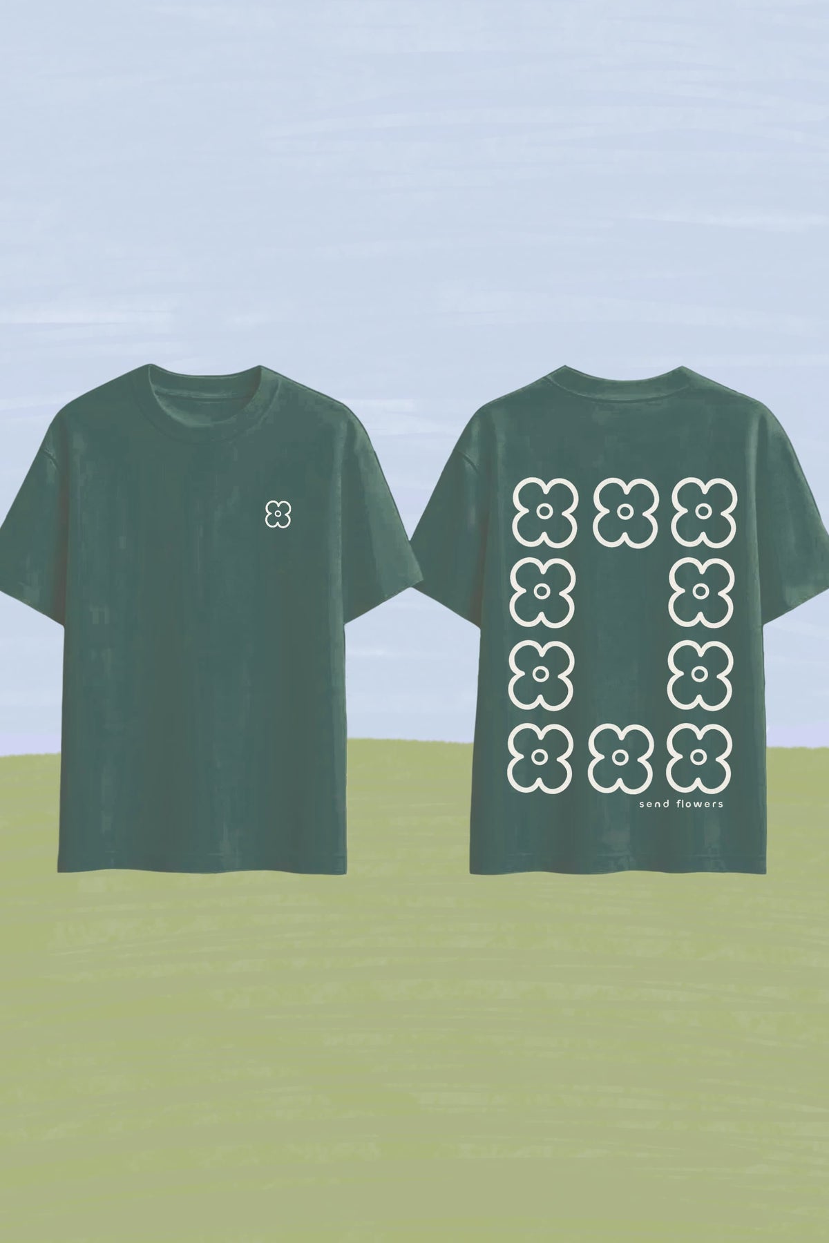 Camiseta Send Flowers Verde Petroleo