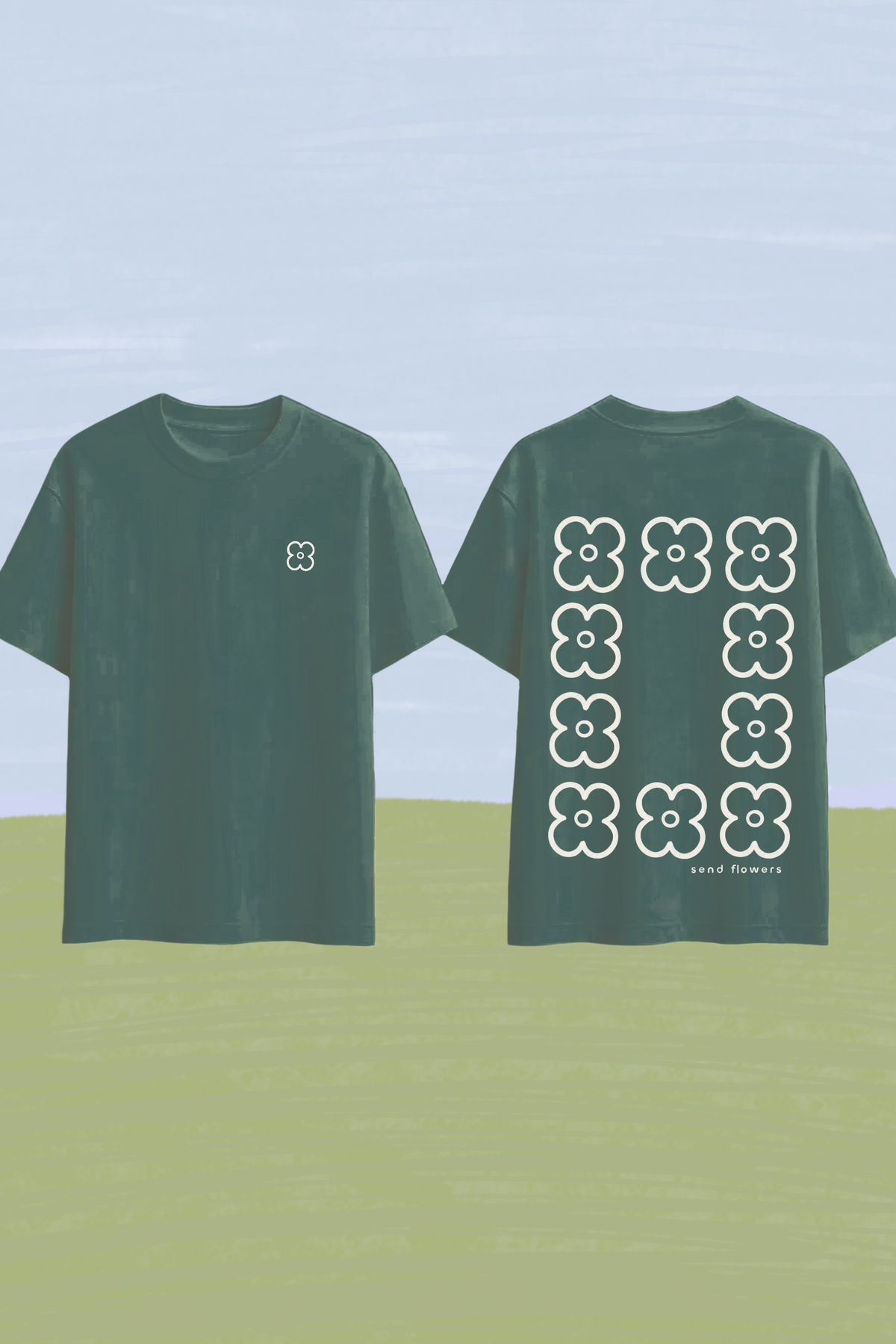 Camiseta Send Flowers Verde Petroleo