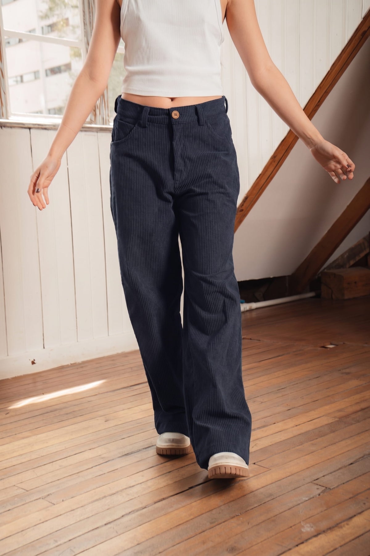 Pantalones Pana Azul Oscuro