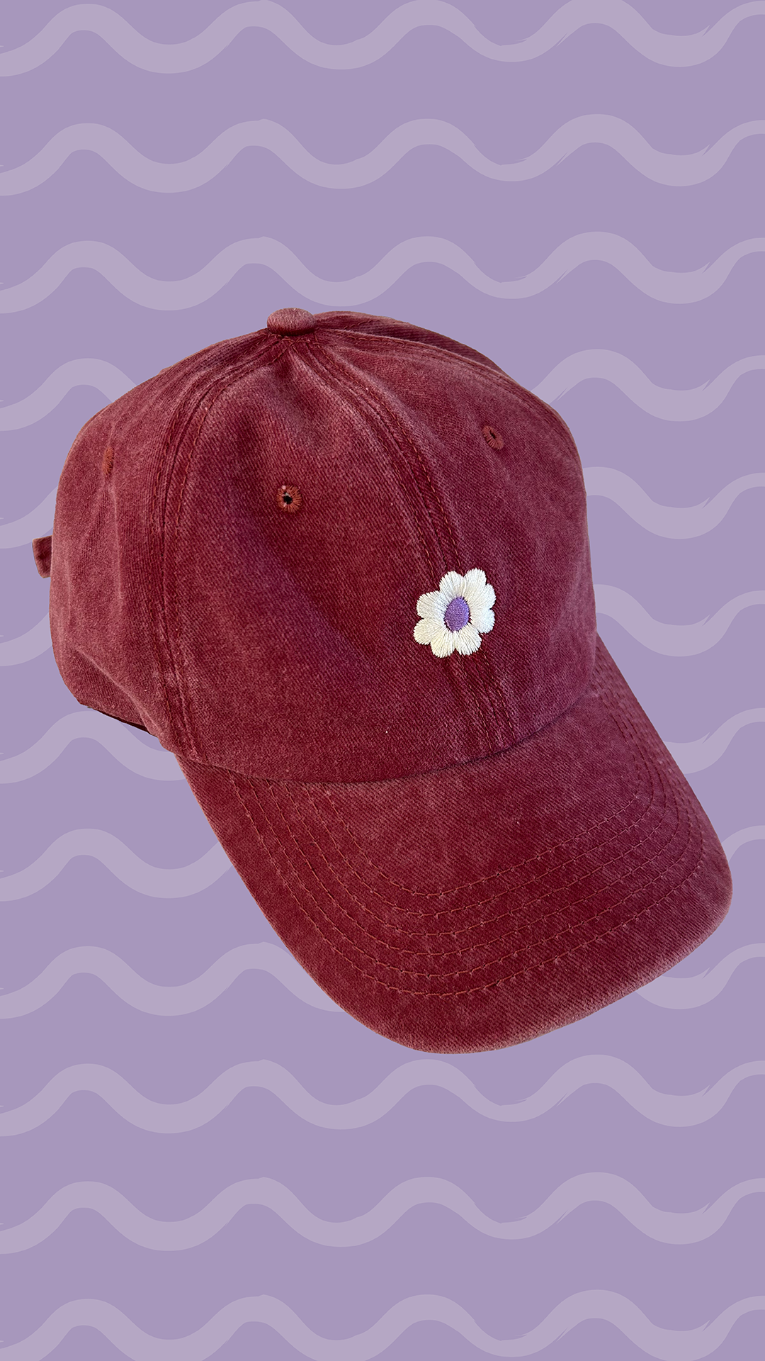 gorra flor bordada - roja