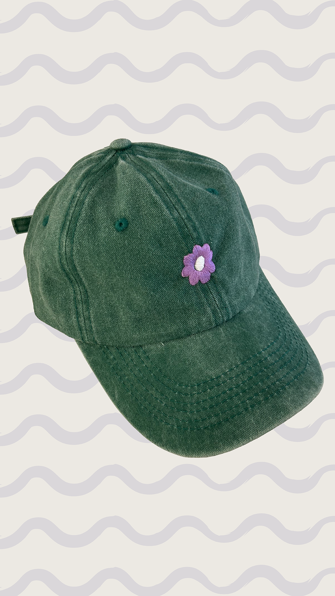 gorra flor bordada - verde