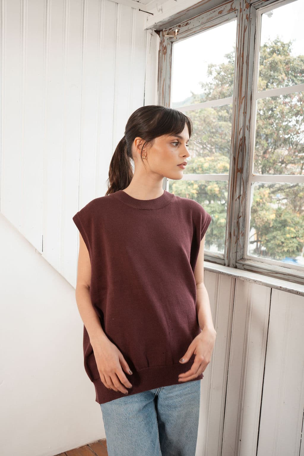 Chaleco Cruzado Berenjena