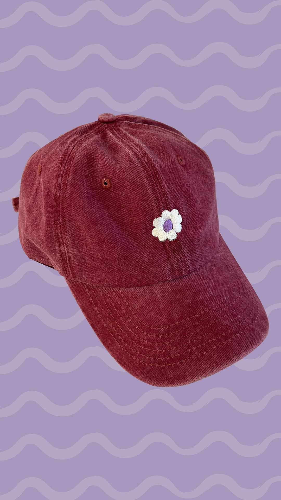 gorra flor bordada - roja